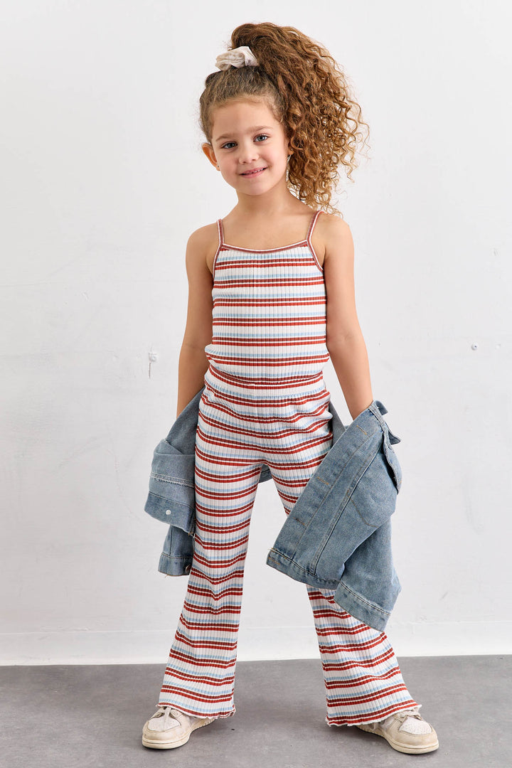 גופיית ריב פסים עם כתפיות דקות  | קרם