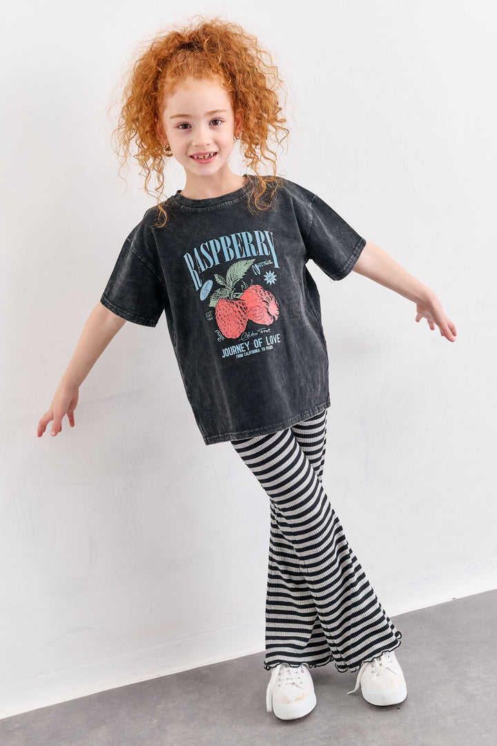 טייץ פדלפון הדפס פסים | אפור/שחור