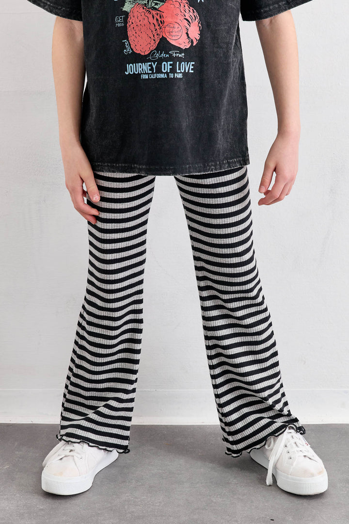 טייץ פדלפון הדפס פסים | אפור/שחור