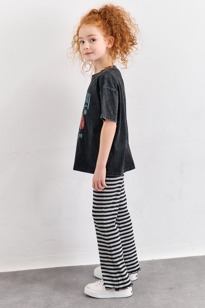 טייץ פדלפון הדפס פסים | אפור/שחור