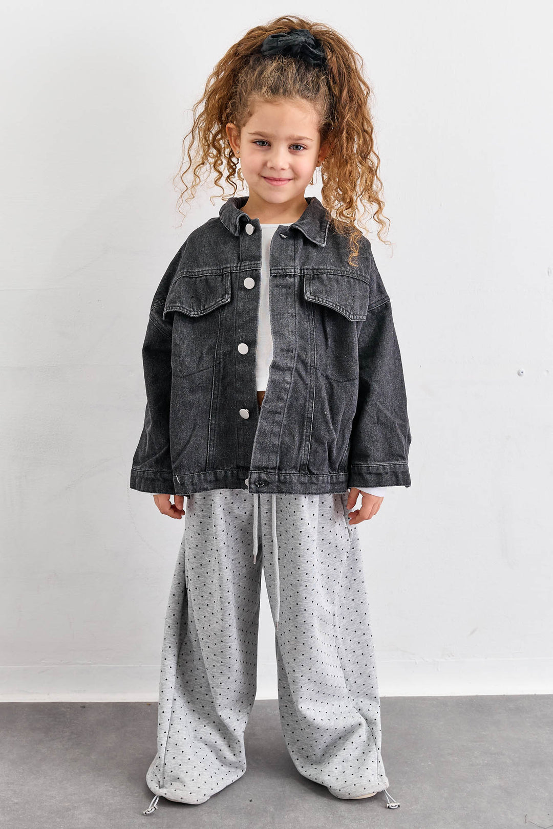 ג'קט דנים בשילוב כפתורים | שחור