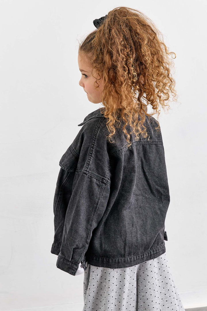 ג'קט דנים בשילוב כפתורים | שחור