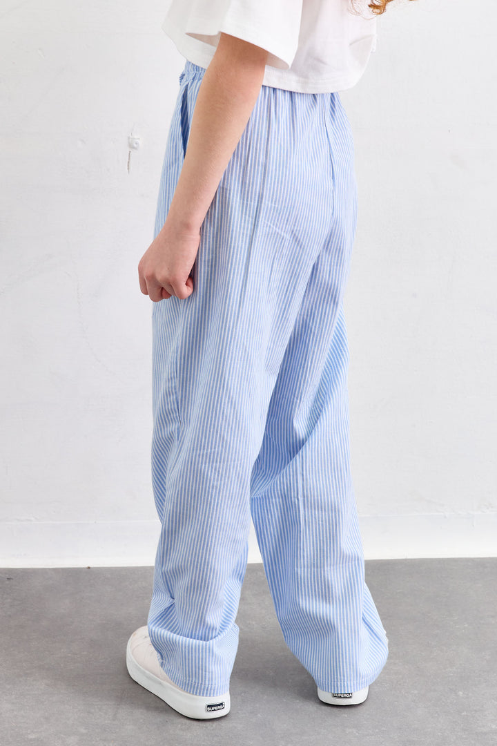 מכנסי ג'ינה הדפס פסים דקים | כחול/לבן