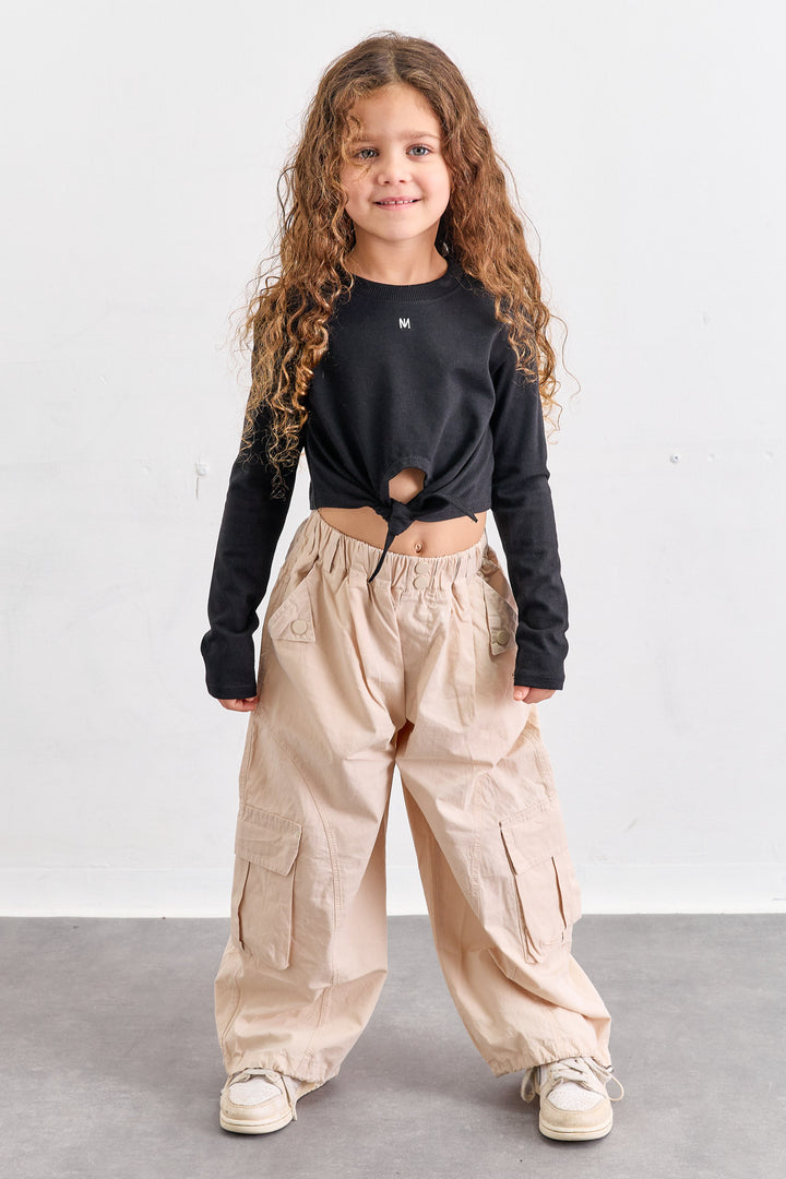 מכנסי דגמ"ח גומי במותן וסיומת מתכווננת | בז'