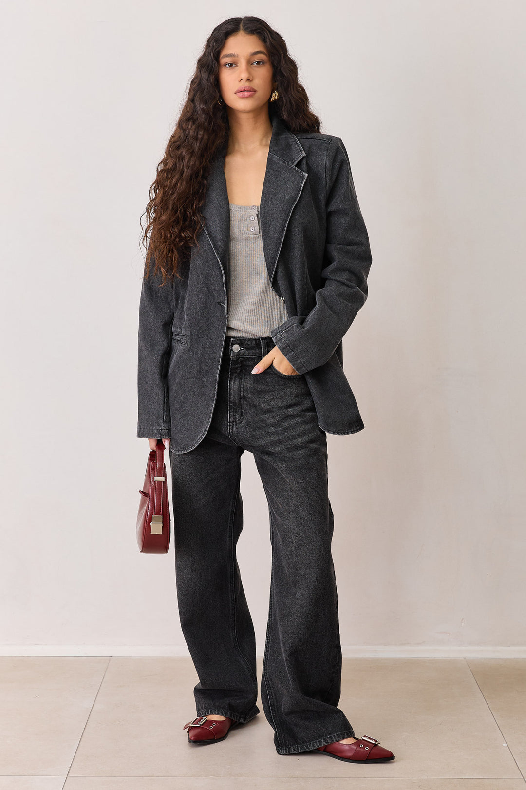 בלייזר טימור בד דנים וואש | שחור