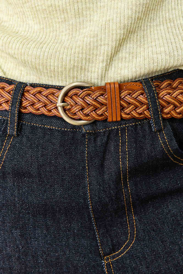 חגורה קלועה פלורנס דמוי עור | חום