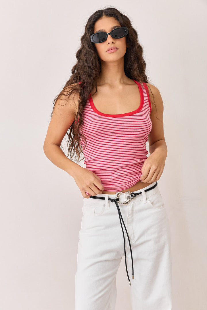 גופיית ברצלונה סטרייפס לוגו | ורוד/אדום