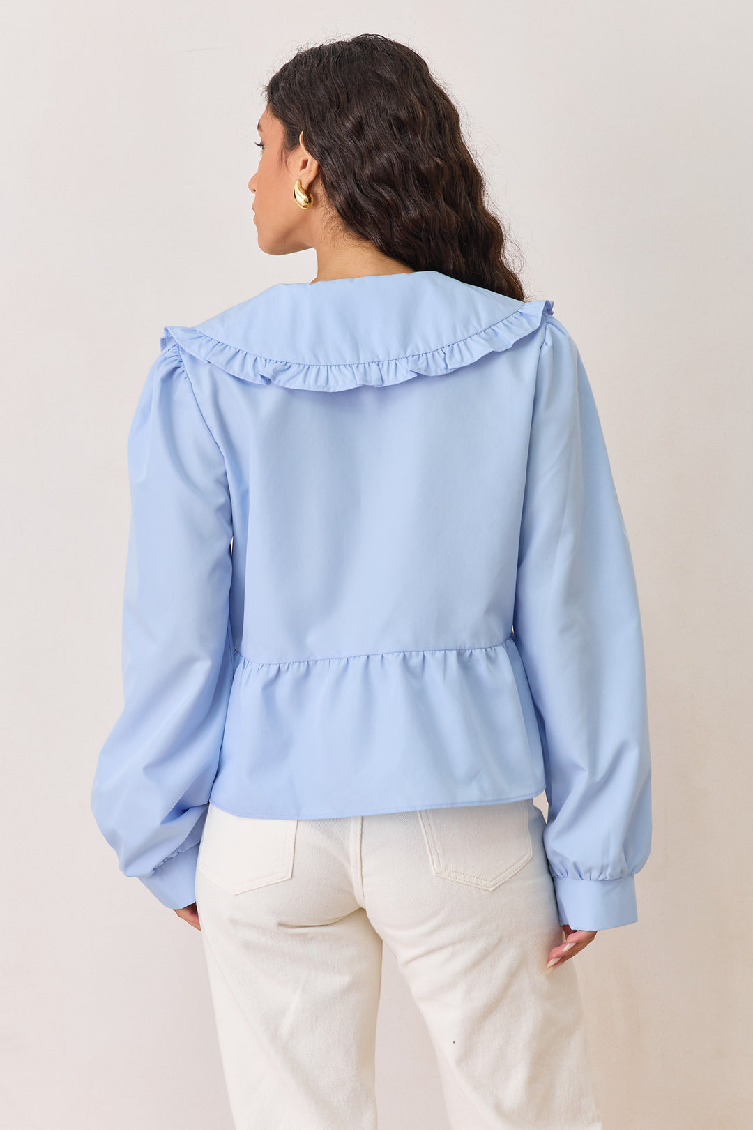 חולצת קשירות מיורקה צוארון וולנים | כחול בהיר