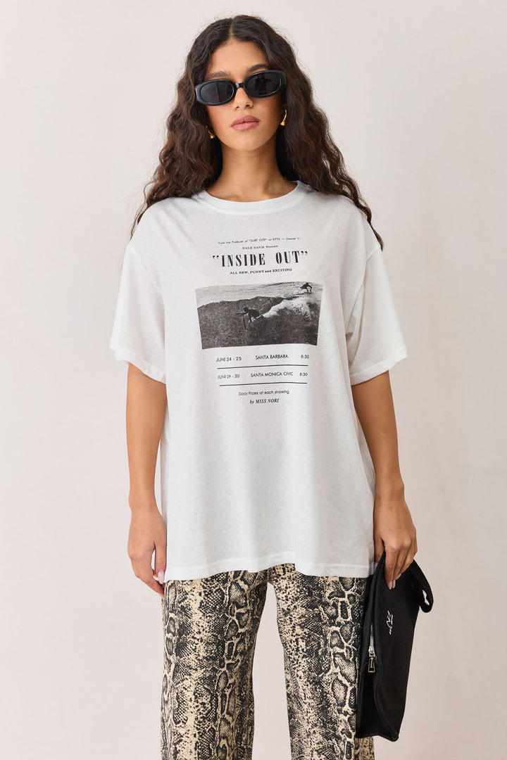 טי שירט INSIDE OUT גזרת אוברסייז | לבן