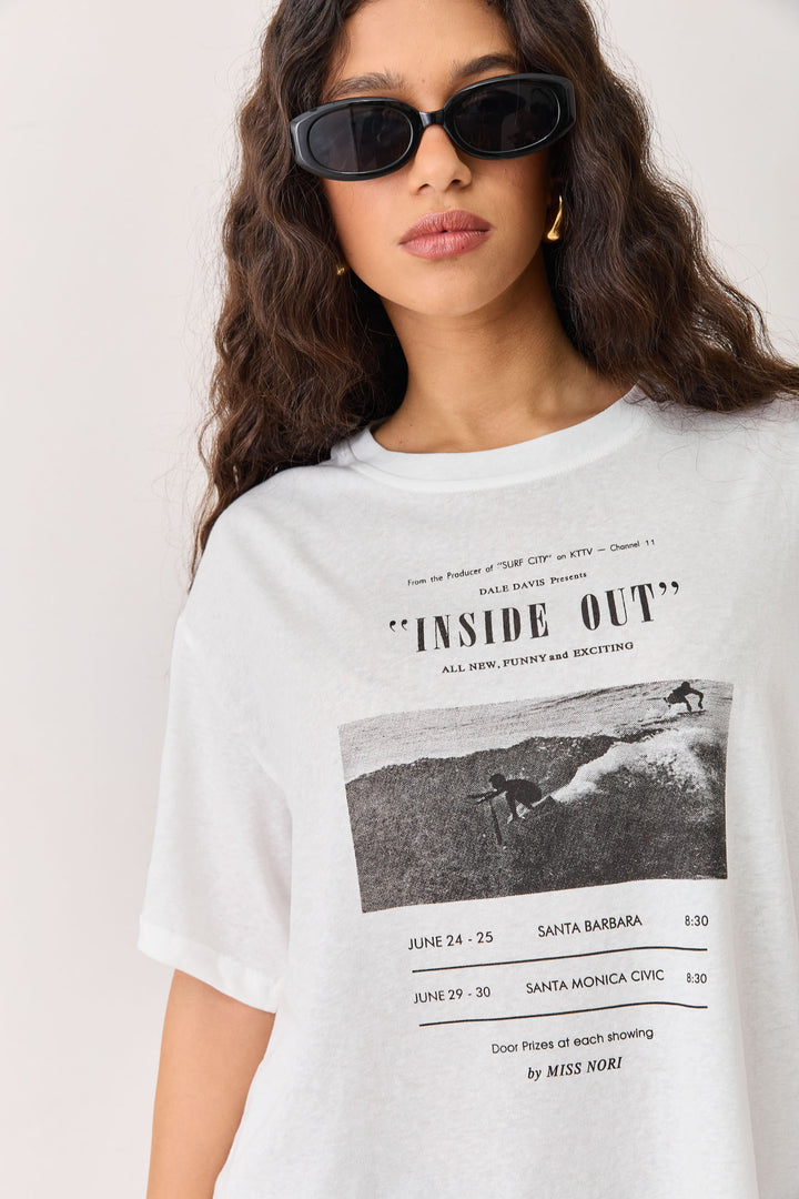 טי שירט INSIDE OUT גזרת אוברסייז | לבן