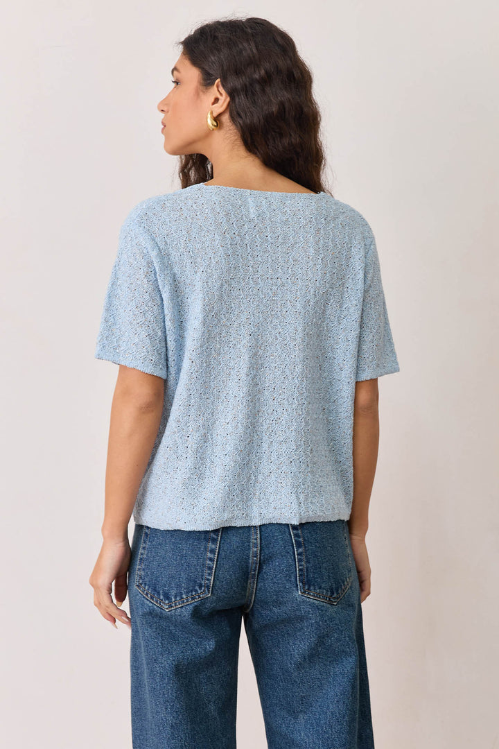 חולצת כפתורים ג'ולייט סריג דק | כחול בהיר