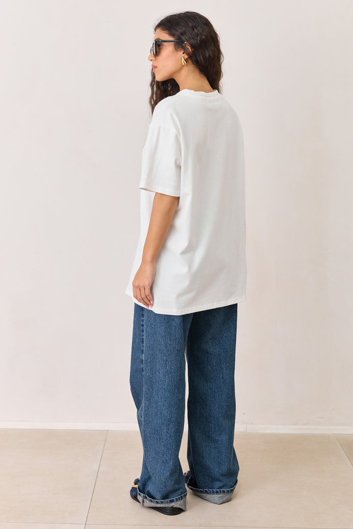 טי שירט ראזברי פרינט | לבן