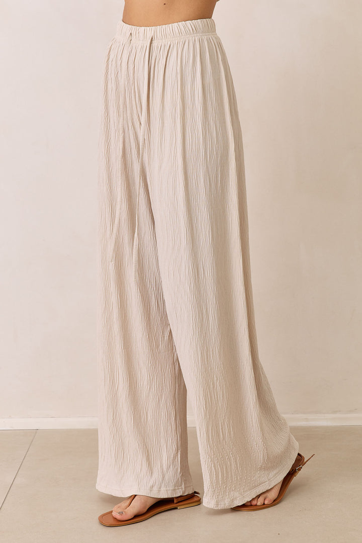 מכנסי פייר טקסטורת פסים | בז'