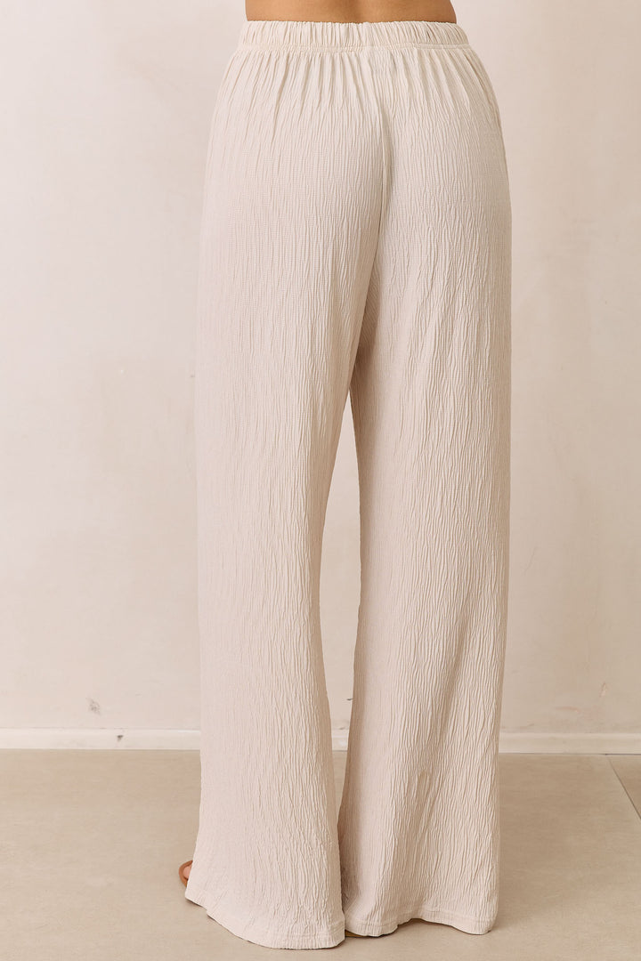 מכנסי פייר טקסטורת פסים | בז'