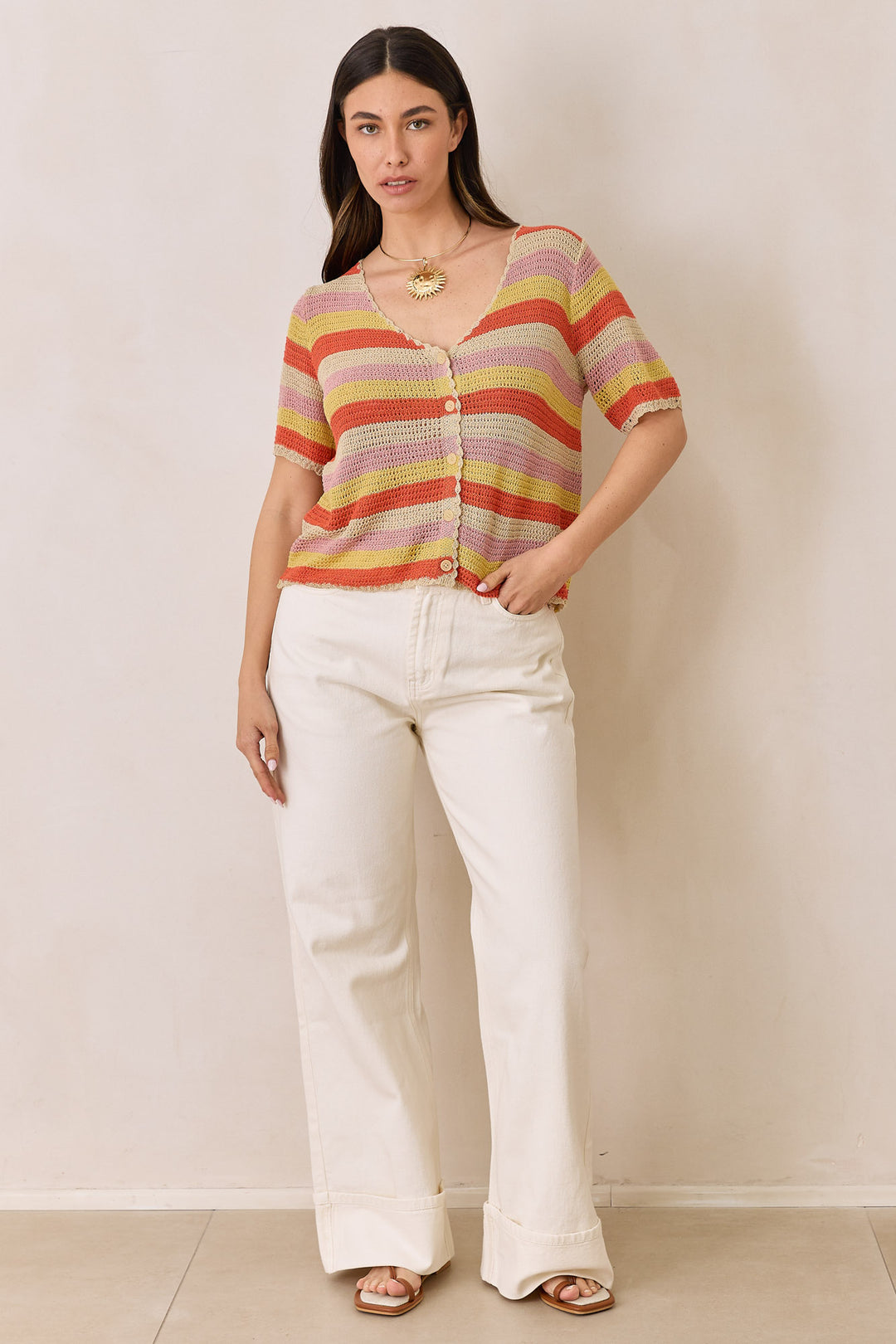 מכופתרת טימי קולורז בד קרושה | צבעוני