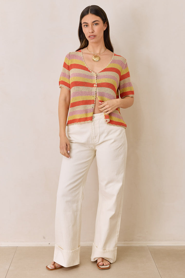 מכופתרת טימי קולורז בד קרושה | צבעוני