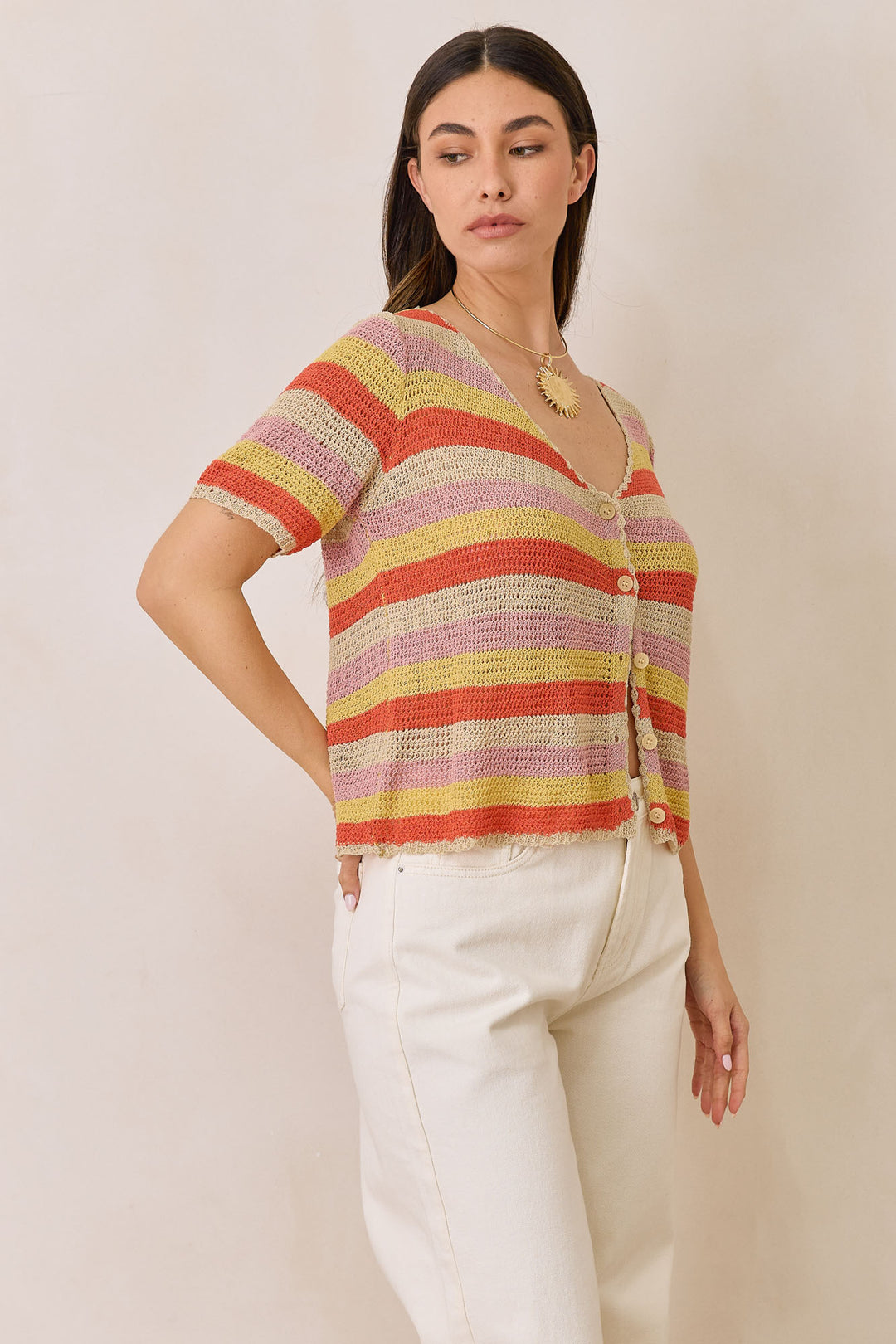 מכופתרת טימי קולורז בד קרושה | צבעוני