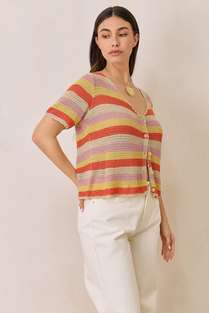 מכופתרת טימי קולורז בד קרושה | צבעוני