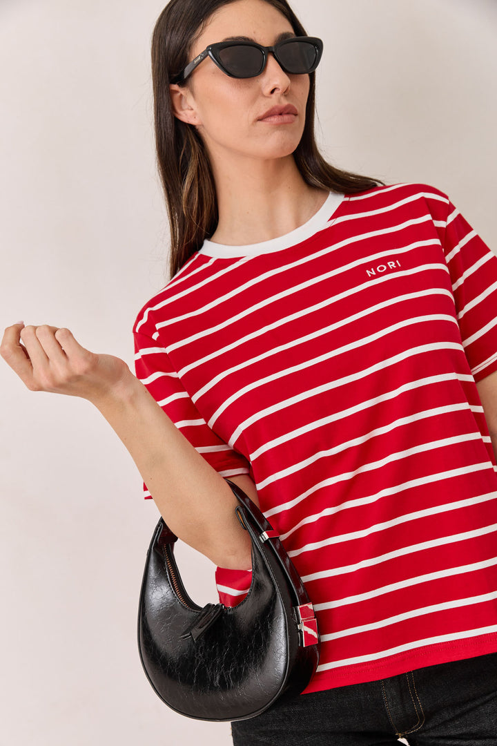 טי שירט זאק סטרייפס | אדום/לבן