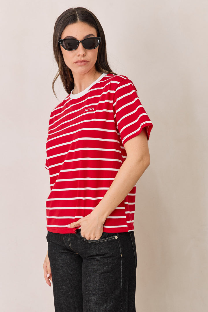טי שירט זאק סטרייפס | אדום/לבן