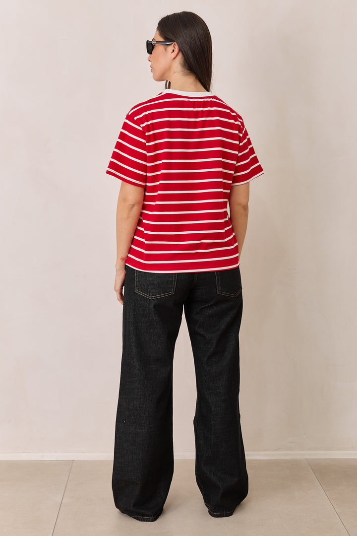 טי שירט זאק סטרייפס | אדום/לבן
