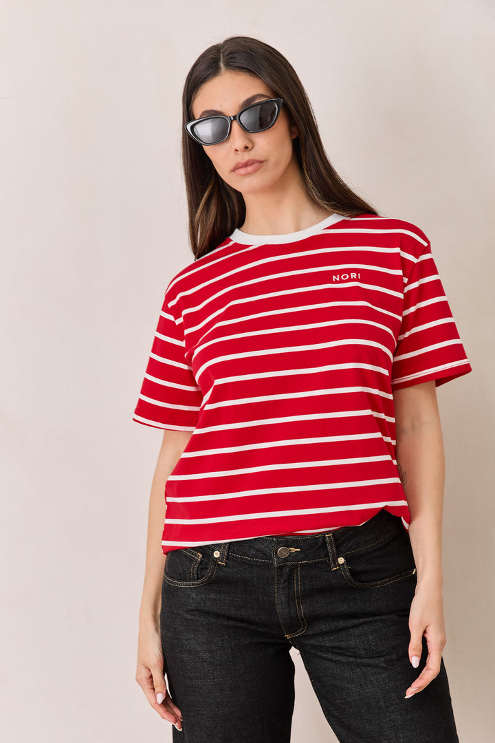 טי שירט זאק סטרייפס | אדום/לבן