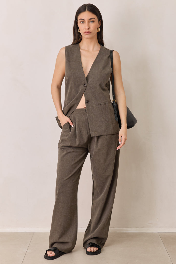 ווסט אפריל דמוי פשתן | חום