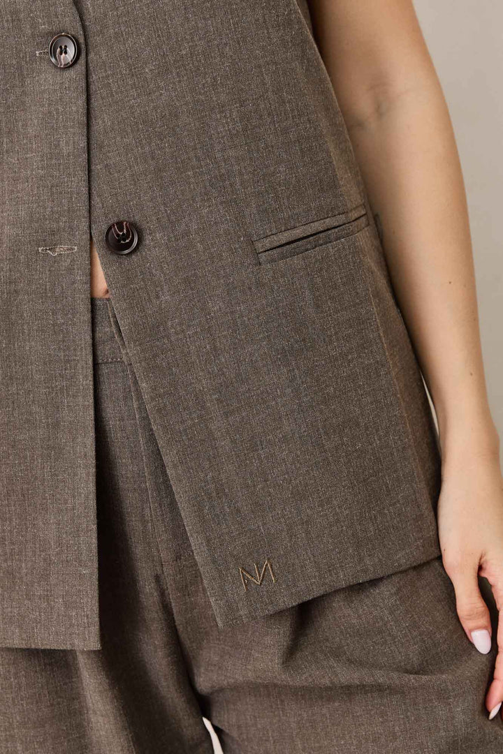 ווסט אפריל דמוי פשתן | חום