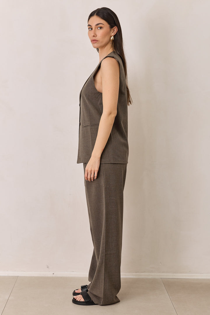 ווסט אפריל דמוי פשתן | חום