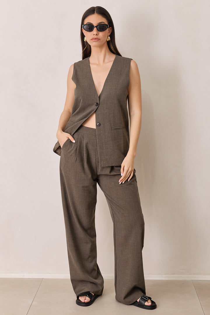 ווסט אפריל דמוי פשתן | חום