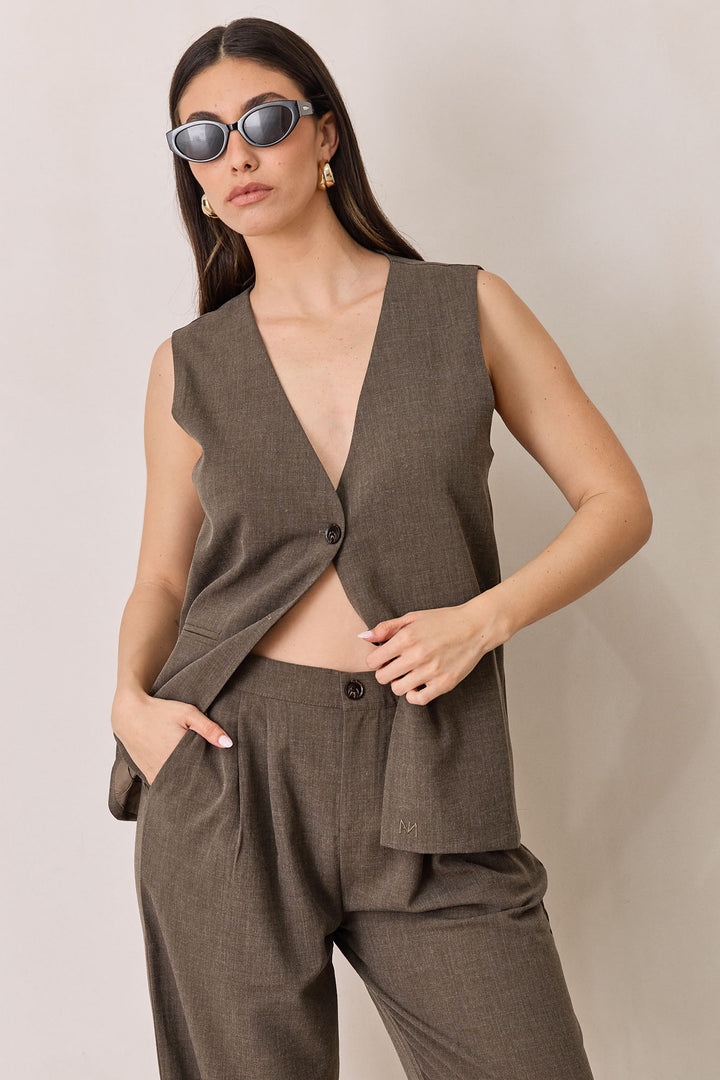 ווסט אפריל דמוי פשתן | חום