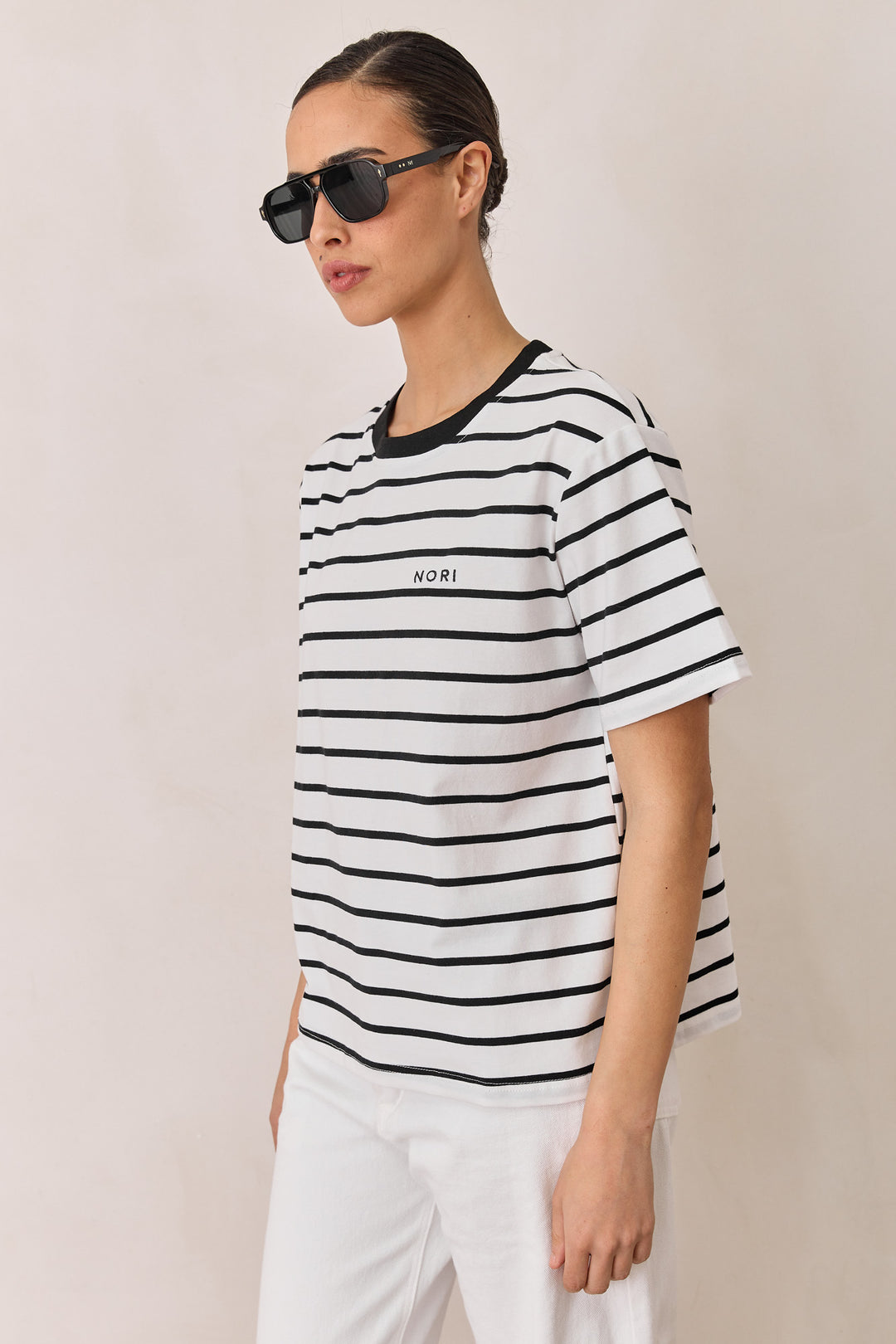 טי שירט זאק סטרייפס | לבן/שחור