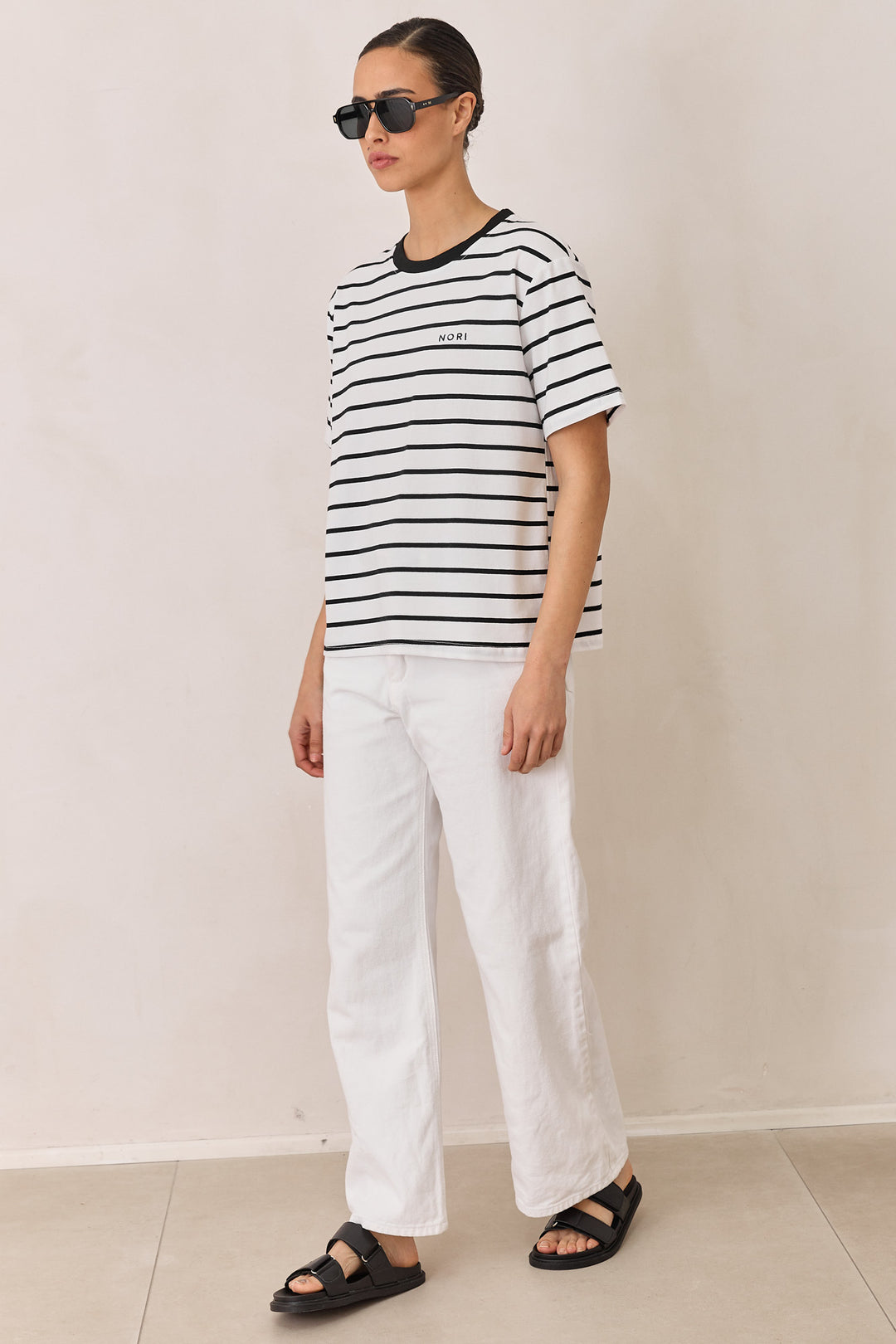 טי שירט זאק סטרייפס | לבן/שחור