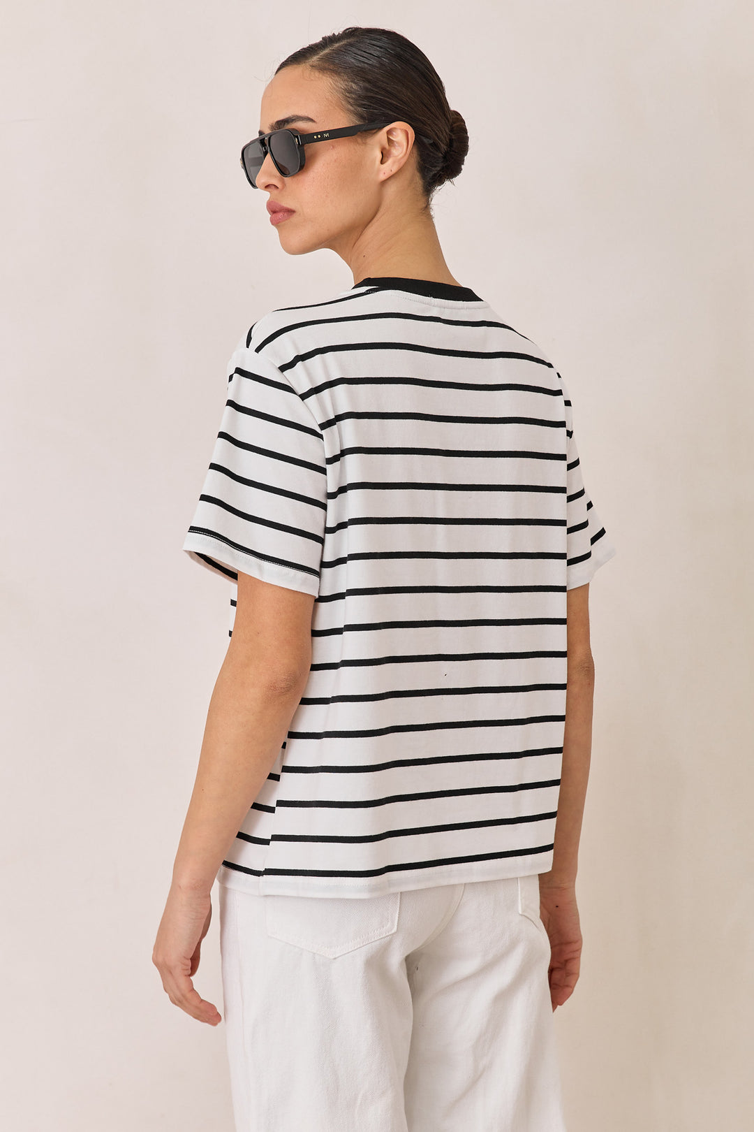 טי שירט זאק סטרייפס | לבן/שחור