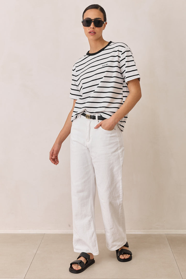 טי שירט זאק סטרייפס | לבן/שחור