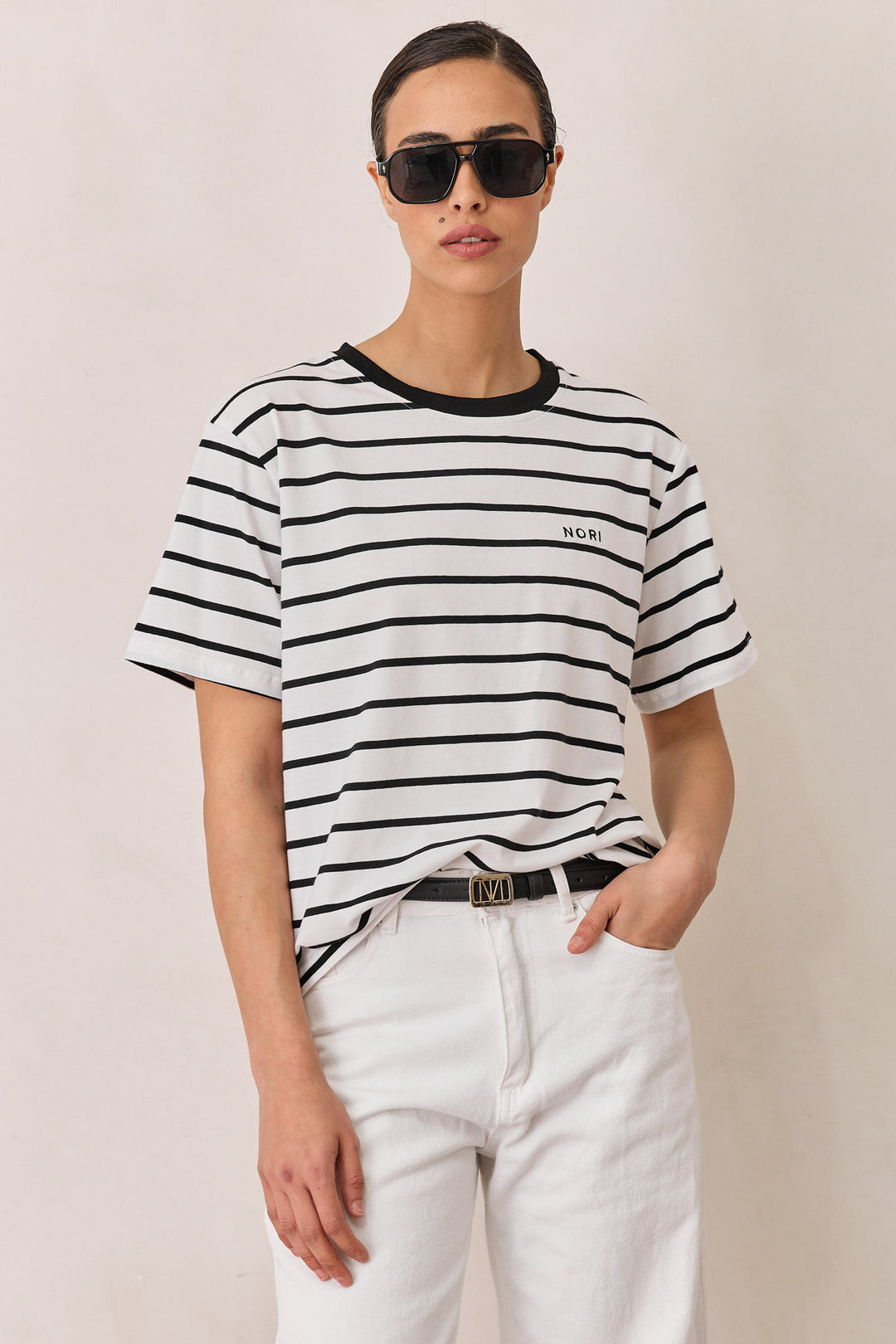 טי שירט זאק סטרייפס | לבן/שחור