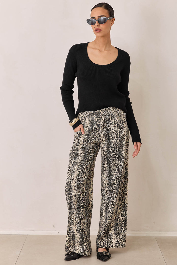 חולצת ססיליה סריג ריב | שחור