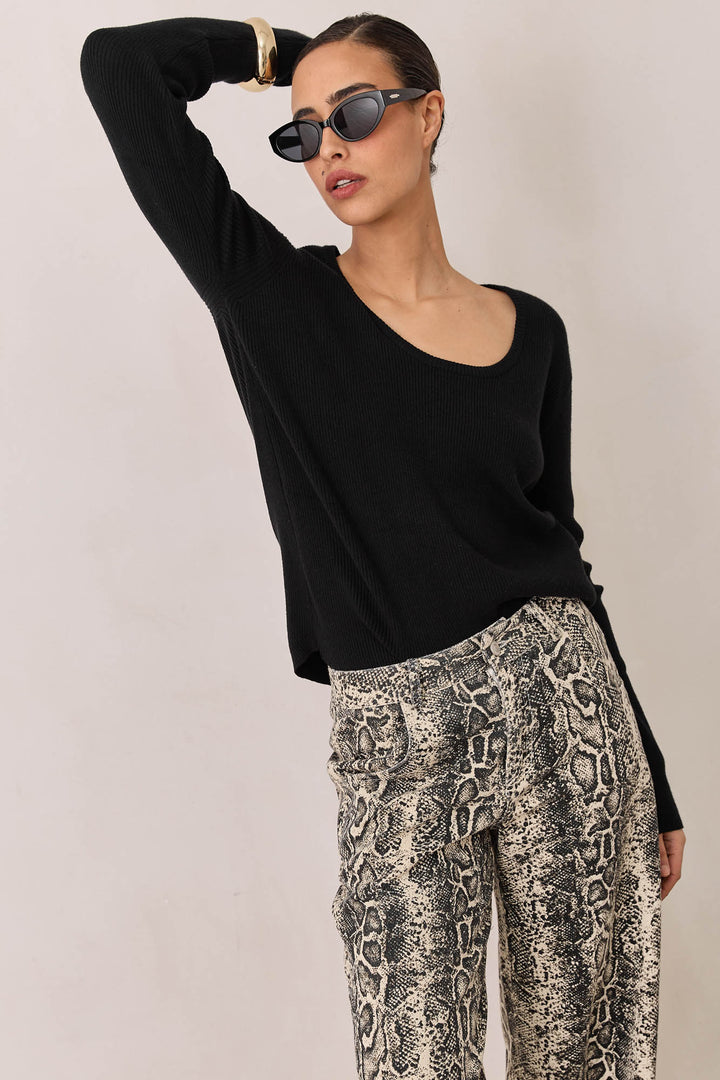 חולצת ססיליה סריג ריב | שחור