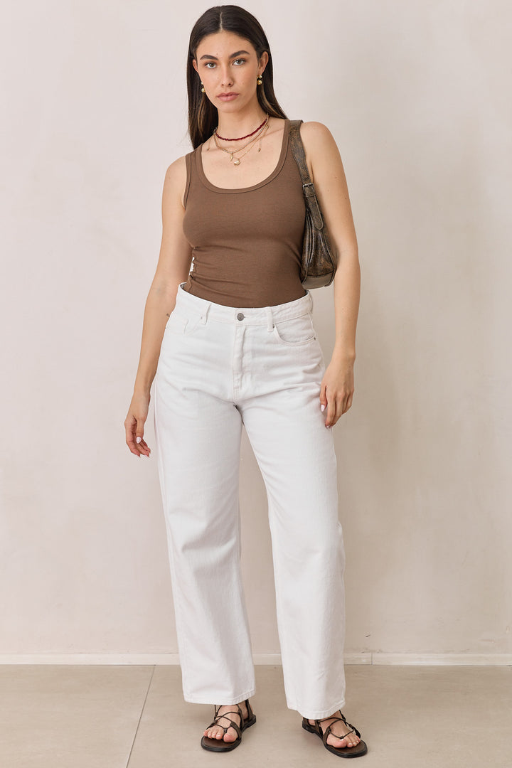 גופיית בייסיק סופי בד ריב דק | חום