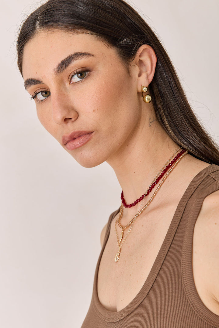 עגילי זהב מינדי שני עיגולים | זהב