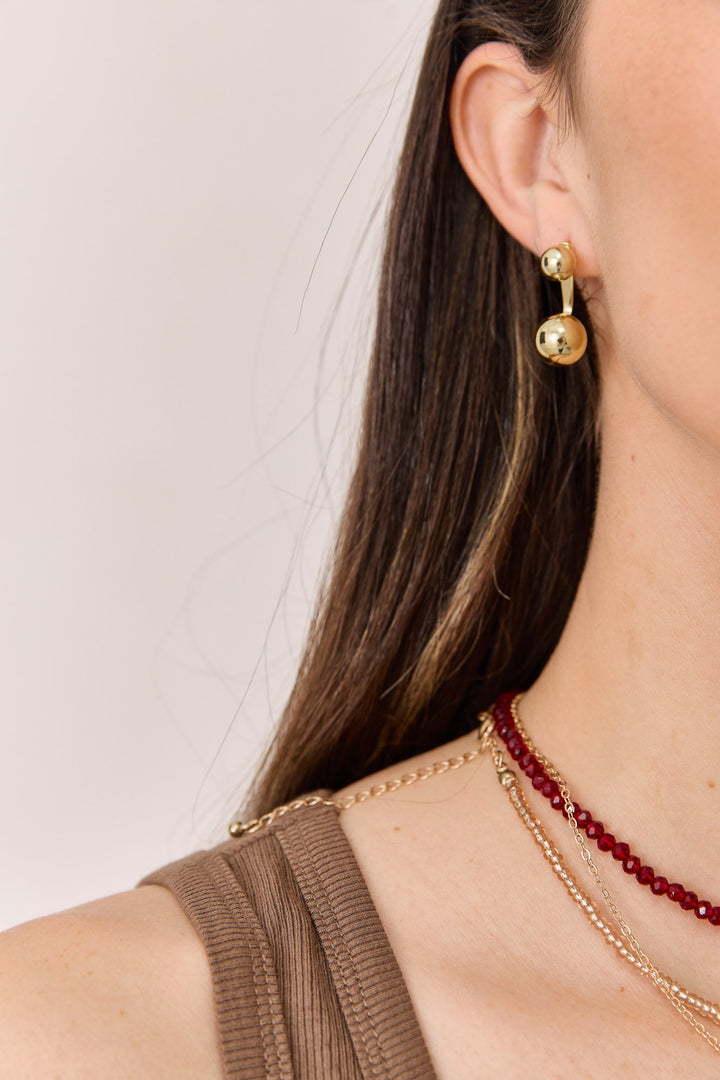 עגילי זהב מינדי שני עיגולים | זהב