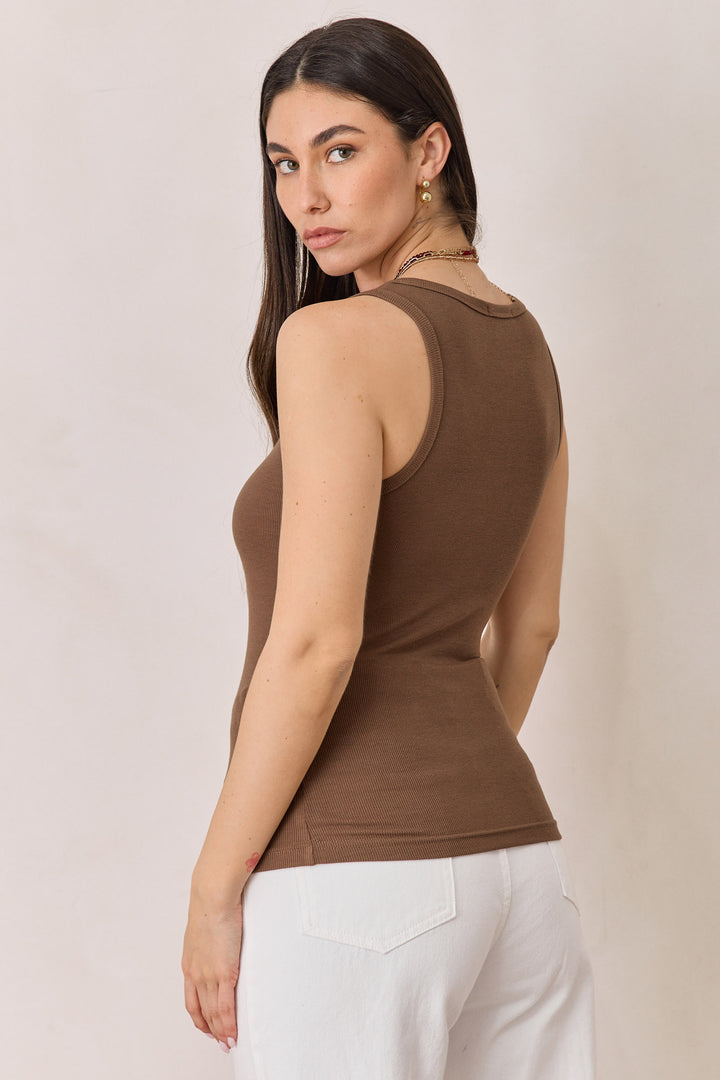 גופיית בייסיק סופי בד ריב דק | חום