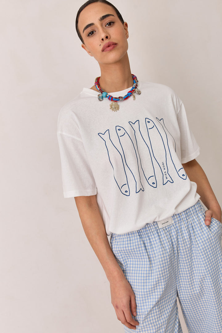 טי שירט אושן עם פרינט | לבן