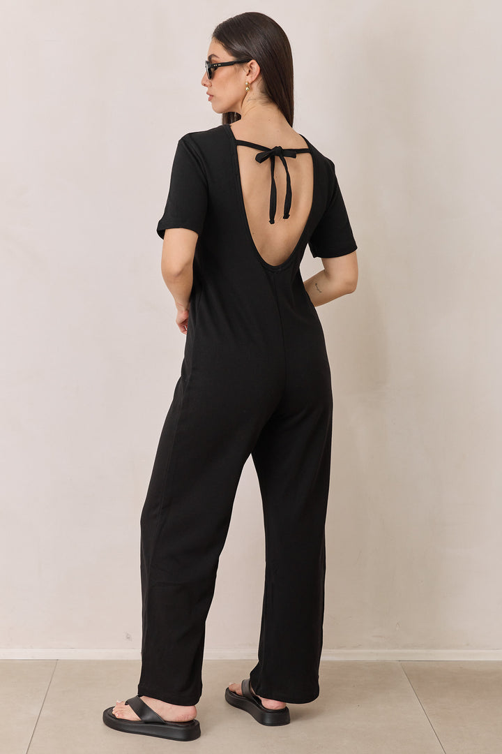 אוברול פרנץ' טרי שריל מחשוף גב | שחור