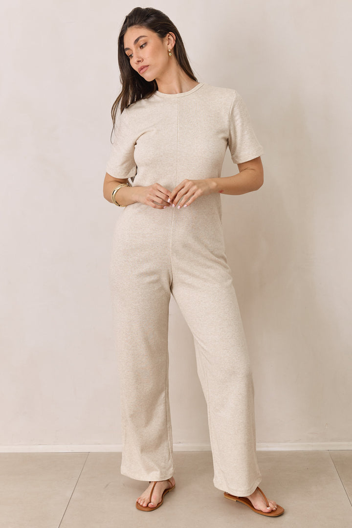 אוברול פרנץ' טרי שריל מחשוף גב | בז' מלאנז'