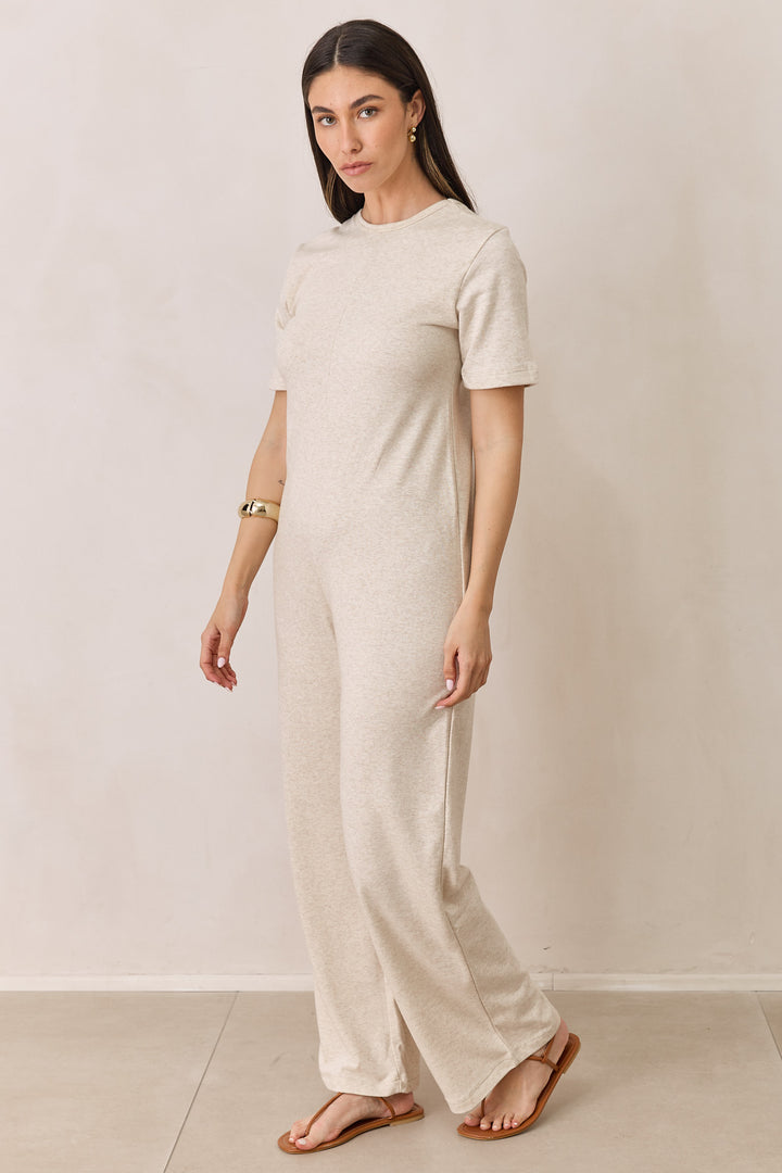 אוברול פרנץ' טרי שריל מחשוף גב | בז' מלאנז'