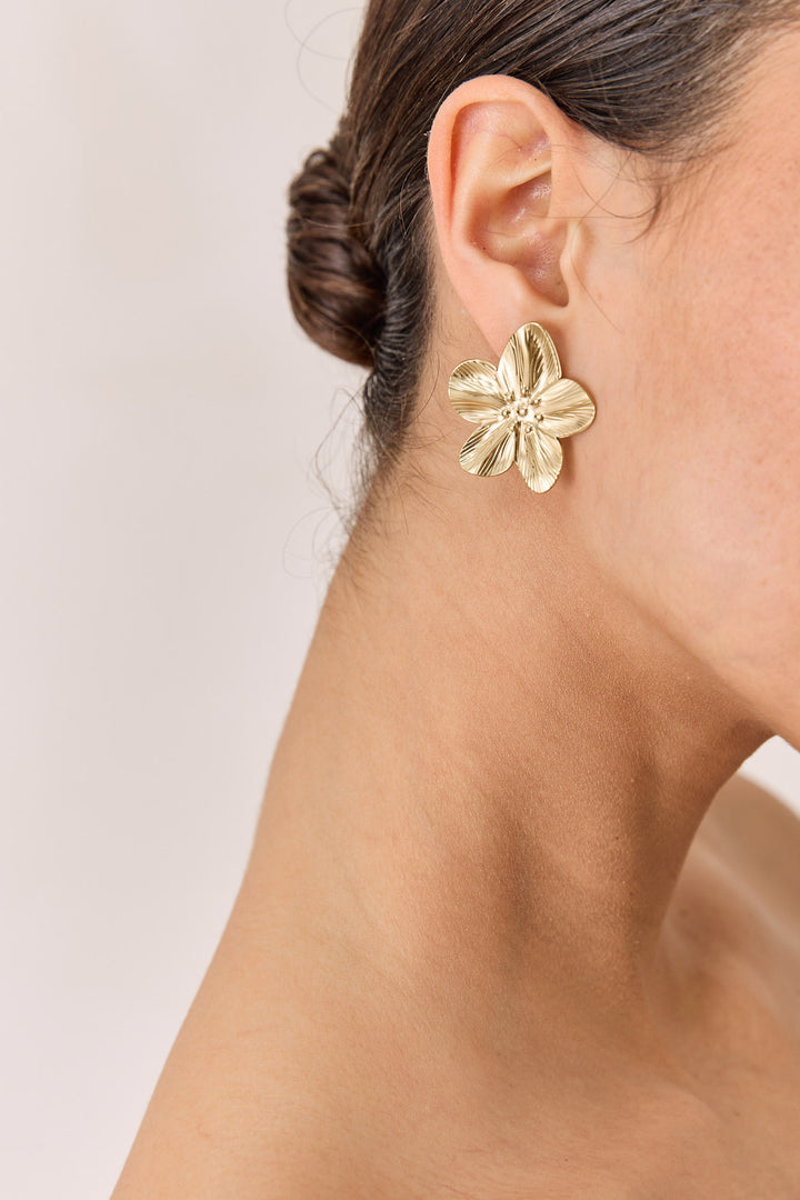 עגילי פרח סול מוזהבים