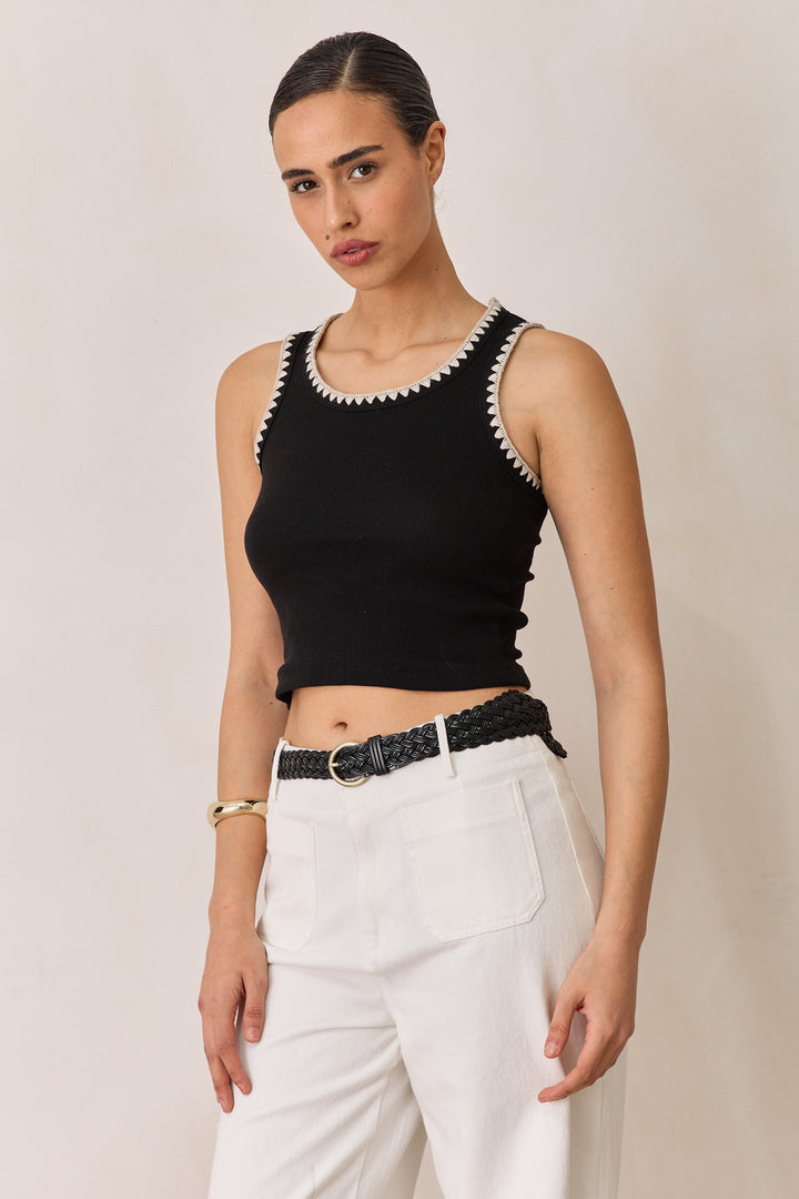 חגורה קלועה פלורנס דמוי עור | שחור