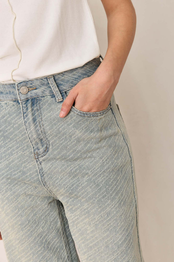 מכנסי דנים נסיה עם טקסטורה | כחול