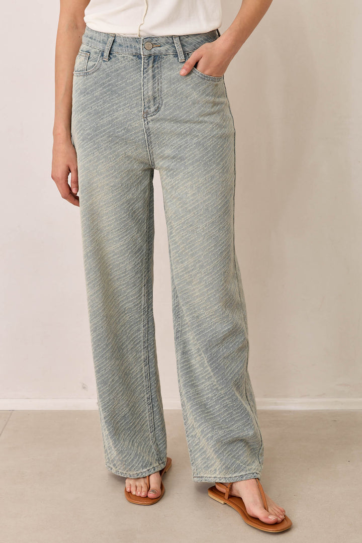 מכנסי דנים נסיה עם טקסטורה | כחול